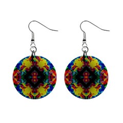 Kaleidoscope Art Pattern Ornament Mini Button Earrings