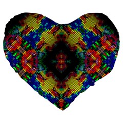 Kaleidoscope Art Pattern Ornament Large 19  Premium Flano Heart Shape Cushions by Simbadda