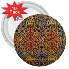 Wall Texture Pattern Carved Wood 3  Buttons (10 Pack)  by Simbadda