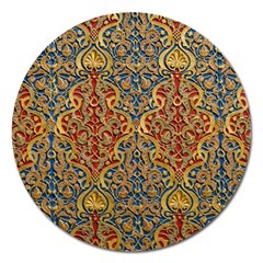 Wall Texture Pattern Carved Wood Magnet 5  (round) by Simbadda