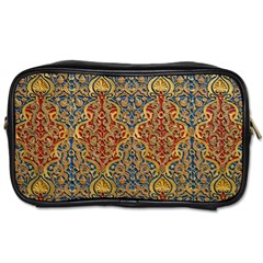 Wall Texture Pattern Carved Wood Toiletries Bag (two Sides) by Simbadda