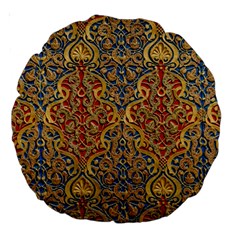 Wall Texture Pattern Carved Wood Large 18  Premium Round Cushions by Simbadda