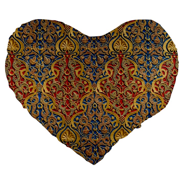 Wall Texture Pattern Carved Wood Large 19  Premium Heart Shape Cushions