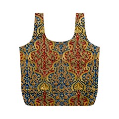 Wall Texture Pattern Carved Wood Full Print Recycle Bag (m) by Simbadda