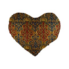 Wall Texture Pattern Carved Wood Standard 16  Premium Flano Heart Shape Cushions by Simbadda