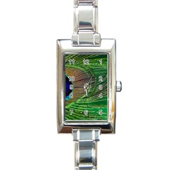 Peacock Feather Macro Peacock Bird Rectangle Italian Charm Watch by Simbadda