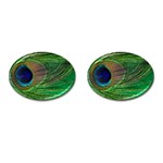 Peacock Feather Macro Peacock Bird Cufflinks (Oval) Front(Pair)