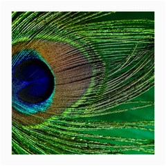 Peacock Feather Macro Peacock Bird Medium Glasses Cloth (2-side) by Simbadda