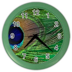 Peacock Feather Macro Peacock Bird Color Wall Clock by Simbadda