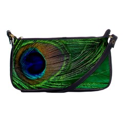 Peacock Feather Macro Peacock Bird Shoulder Clutch Bag by Simbadda