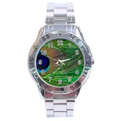 Peacock Feather Macro Peacock Bird Stainless Steel Analogue Watch by Simbadda