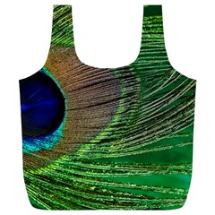 Peacock Feather Macro Peacock Bird Full Print Recycle Bag (xl) by Simbadda