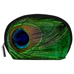 Peacock Feather Macro Peacock Bird Accessory Pouch (large) by Simbadda