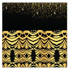 Black Vintage Background With Golden Swirls By Flipstylez Designs Large Satin Scarf (square) by flipstylezfashionsLLC