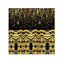 Black Vintage Background With Golden Swirls By Flipstylez Designs  Small Satin Scarf (square) by flipstylezfashionsLLC