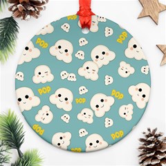 Cute Kawaii Popcorn Pattern Ornament (round) by Valentinaart