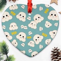 Cute Kawaii Popcorn Pattern Ornament (heart) by Valentinaart