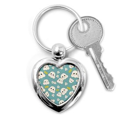 Cute Kawaii Popcorn Pattern Key Chains (heart)  by Valentinaart