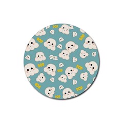 Cute Kawaii Popcorn Pattern Rubber Round Coaster (4 Pack)  by Valentinaart