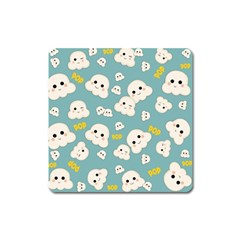 Cute Kawaii Popcorn Pattern Square Magnet by Valentinaart