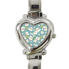 Cute Kawaii Popcorn Pattern Heart Italian Charm Watch by Valentinaart