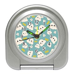 Cute Kawaii Popcorn Pattern Travel Alarm Clock by Valentinaart