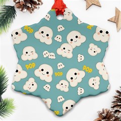 Cute Kawaii Popcorn Pattern Snowflake Ornament (two Sides) by Valentinaart