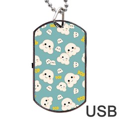 Cute Kawaii Popcorn Pattern Dog Tag Usb Flash (one Side) by Valentinaart