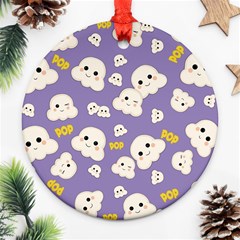 Cute Kawaii Popcorn Pattern Ornament (round) by Valentinaart