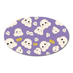 Cute Kawaii Popcorn Pattern Oval Magnet by Valentinaart