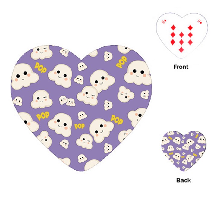 Cute Kawaii Popcorn pattern Playing Cards (Heart)