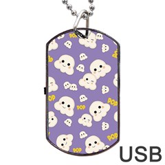 Cute Kawaii Popcorn Pattern Dog Tag Usb Flash (one Side) by Valentinaart