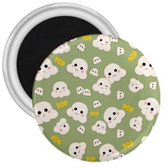 Cute Kawaii Popcorn Pattern 3  Magnets by Valentinaart