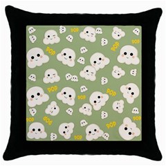 Cute Kawaii Popcorn Pattern Throw Pillow Case (black) by Valentinaart