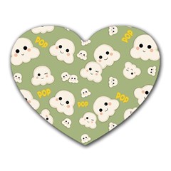 Cute Kawaii Popcorn Pattern Heart Mousepads by Valentinaart