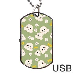 Cute Kawaii Popcorn Pattern Dog Tag Usb Flash (two Sides) by Valentinaart