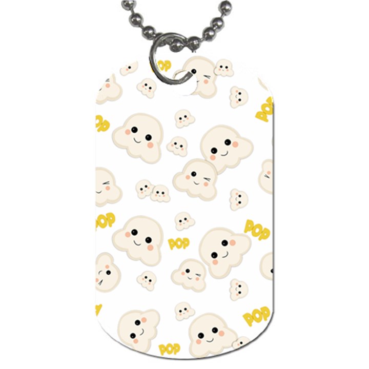 Cute Kawaii Popcorn pattern Dog Tag (One Side)