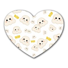 Cute Kawaii Popcorn Pattern Heart Mousepads by Valentinaart