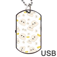 Cute Kawaii Popcorn Pattern Dog Tag Usb Flash (one Side) by Valentinaart