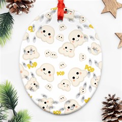 Cute Kawaii Popcorn Pattern Ornament (oval Filigree)