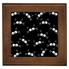 Cute Black Cat Pattern Framed Tiles by Valentinaart