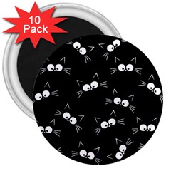 Cute Black Cat Pattern 3  Magnets (10 Pack)  by Valentinaart