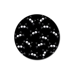 Cute Black Cat Pattern Rubber Coaster (round)  by Valentinaart