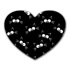 Cute Black Cat Pattern Heart Mousepads by Valentinaart