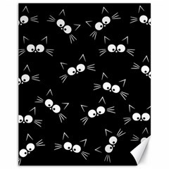 Cute Black Cat Pattern Canvas 11  X 14  by Valentinaart