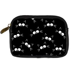 Cute Black Cat Pattern Digital Camera Leather Case by Valentinaart