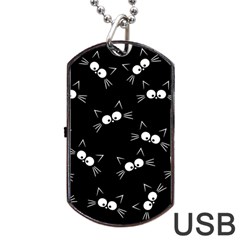 Cute Black Cat Pattern Dog Tag Usb Flash (two Sides) by Valentinaart