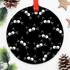 Cute Black Cat Pattern Ornament (round) by Valentinaart