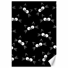 Cute Black Cat Pattern Canvas 12  X 18  by Valentinaart