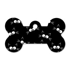 Cute Black Cat Pattern Dog Tag Bone (one Side)